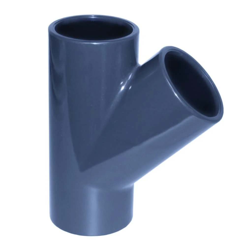 PVC-Verbinder, PVC-U 45° T-Stück Muffe 50 mm PN10, Rohrverbinder