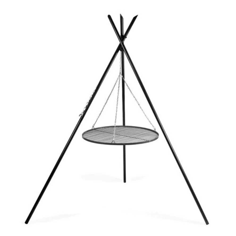 Schwenkgrill, Dreibein Grill, Gartengrill, 210cm, Grillrost 80cm, Naturstahl