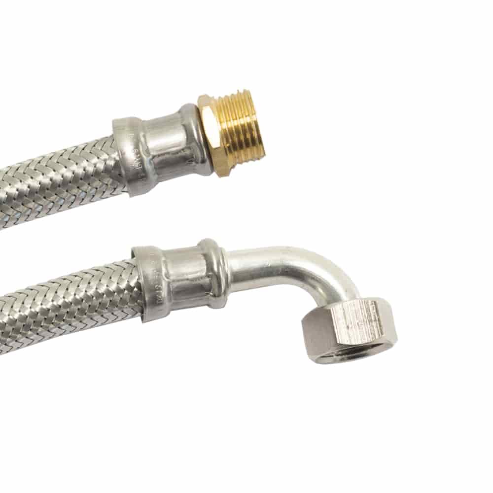 Panzerschlauch DN13 Edelstahl, Flexschlauch, 1/2 Zoll, Bogen 1000mm