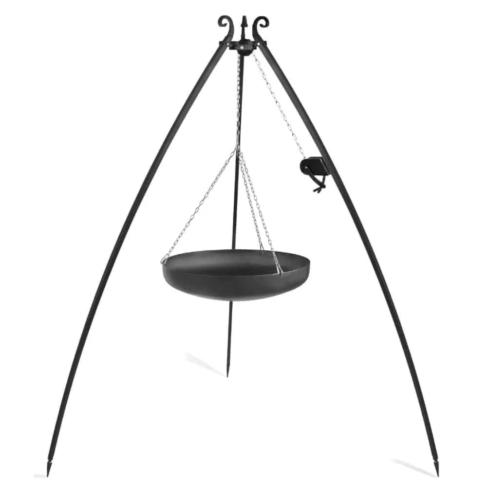 Outdoor Wok, Stahl Wok, Wok 60 cm, mit Dreibein und Kurbel
