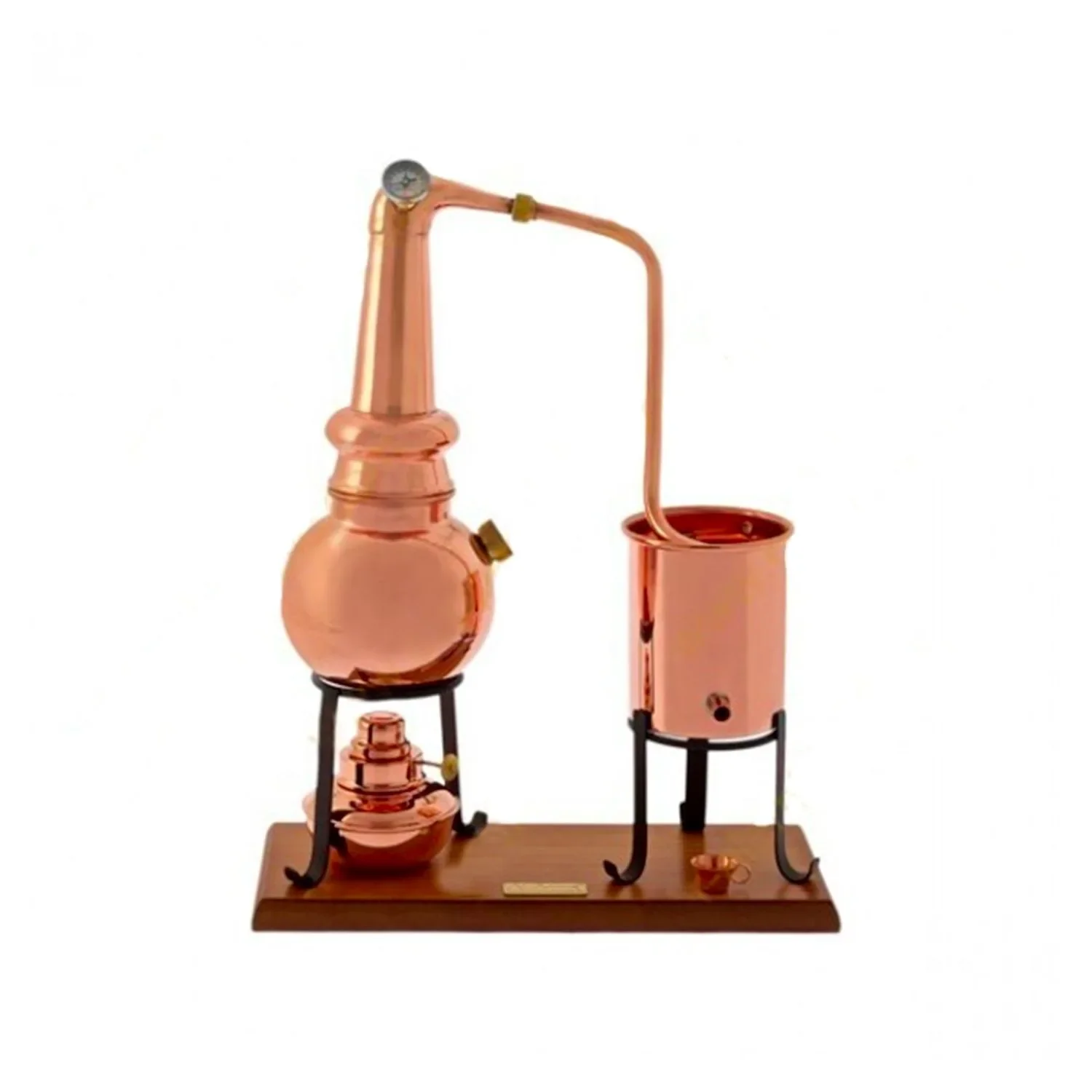 Destille, Destilliergerät, Destillationsapparatur - Alembic Whiskey Premium, mit Spiritusbrenner und Thermometer, 0,7L