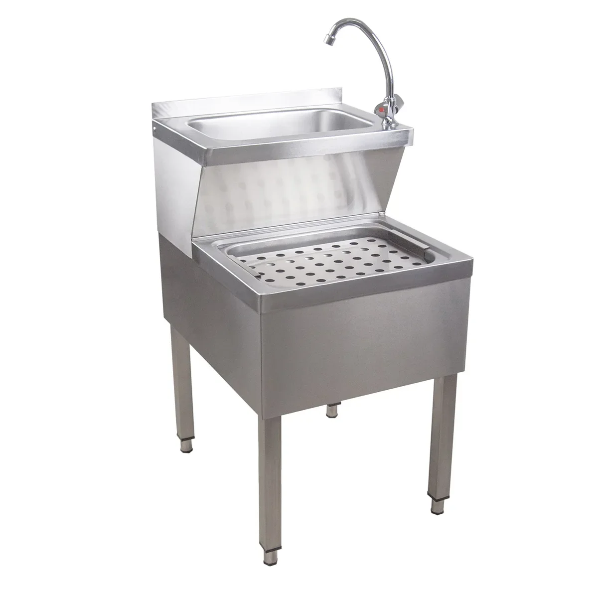 Ausgussbecken, Handwaschbecken Gastro - Kombi, Edelstahl, 500x600x850 mm