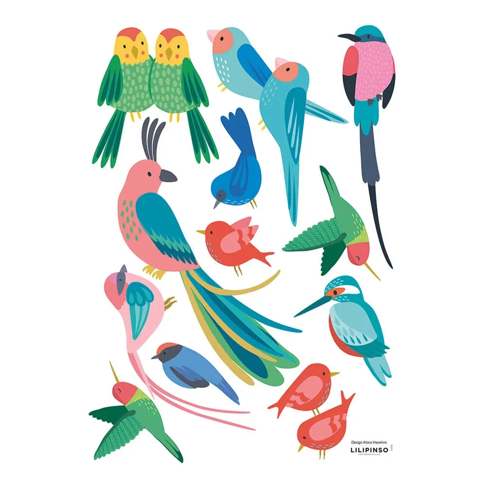 Lilipinso Wandsticker A3 tropische Vögel bunt