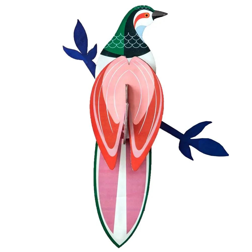 studio ROOF 3D Paradiesvogel rosa rot Pappe