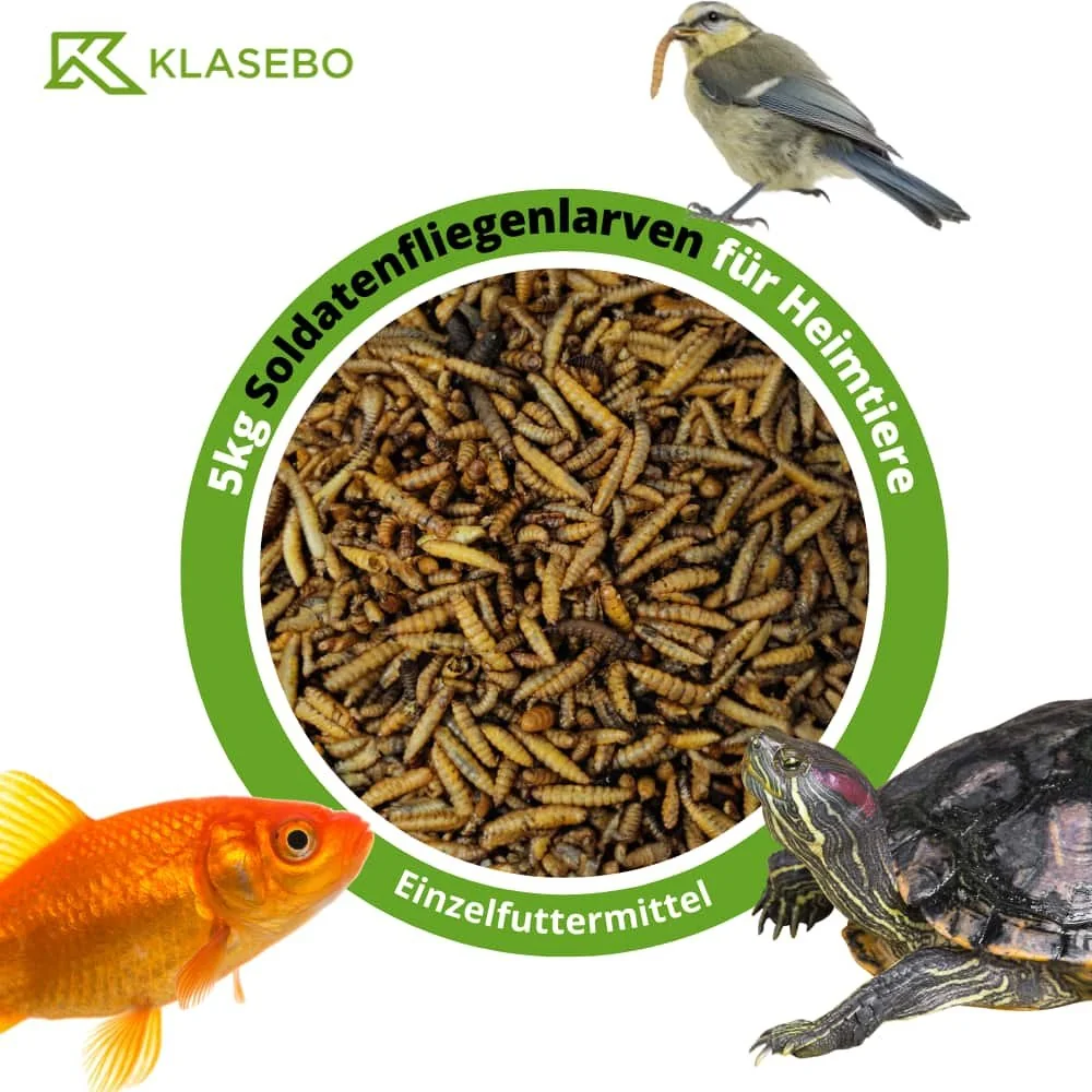 28,5 Liter Soldatenfliegenlarven (5kg) - Ganze, getrocknete Hermetia illucens