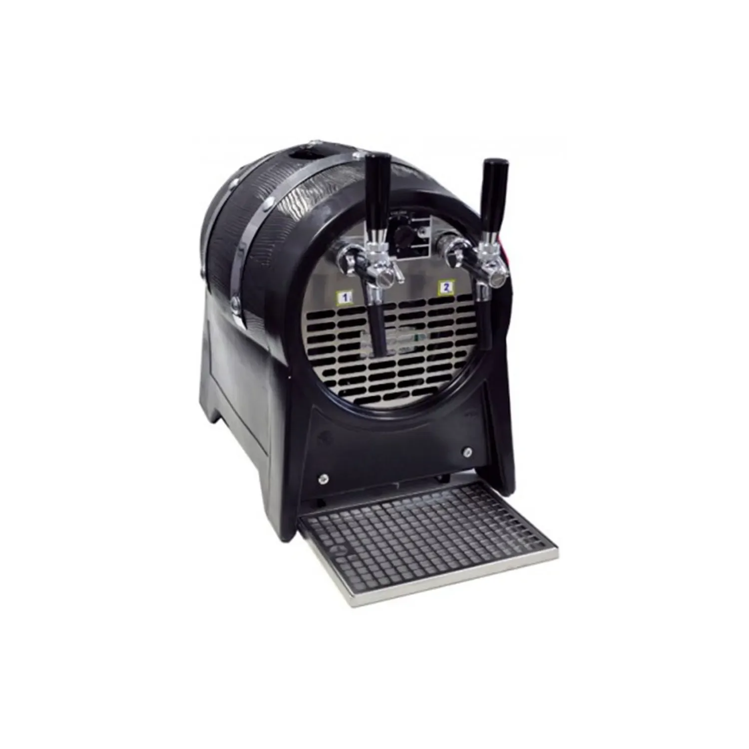 Durchlaufkühler Bier, Durchlaufkühler, Bierzapfanlage, Bierkühler, Trockenkühlgerät, Partyfass - mit Zierringen, 2 Hähne, 60 l/Std