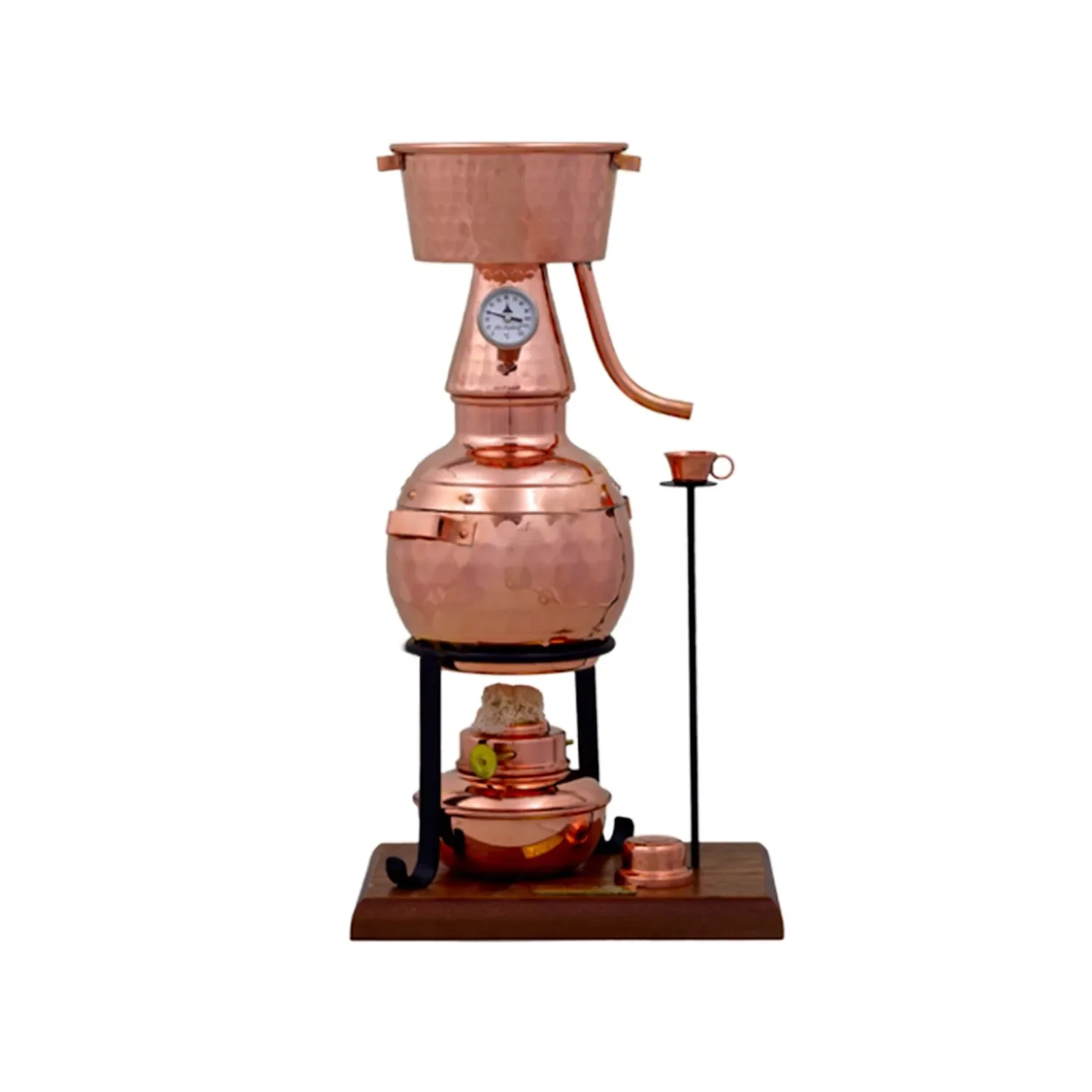 Destille, Destilliergerät, Destillationsapparatur - Alquitar Premium mit Spiritusbrenner und Thermometer, 0,7L