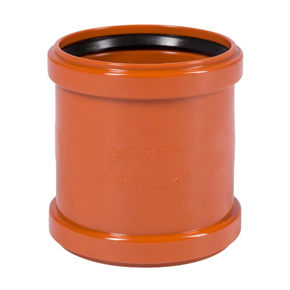 KG Rohr 125, Doppelmuffe DN 125, Abwasserrohr, Kanalrohr Formstück