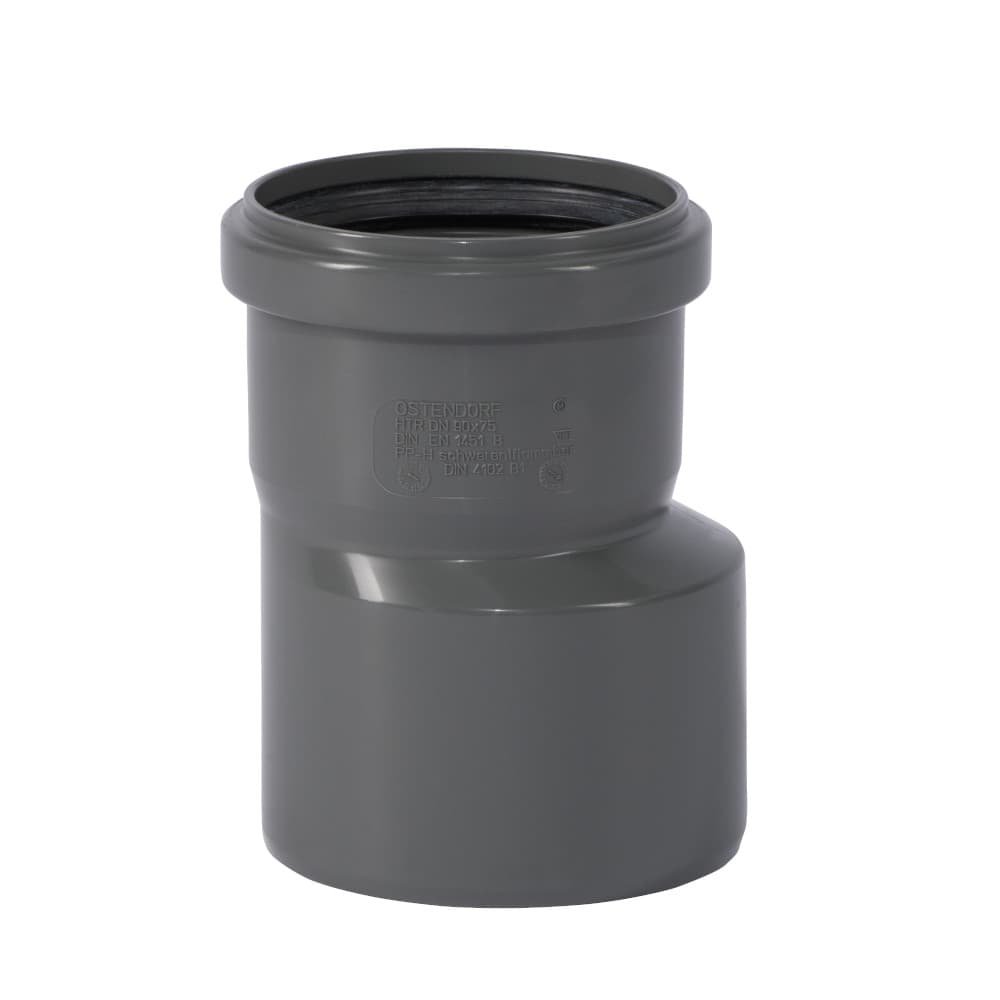 HT Reduzierung 90/75, HT Rohr Reduzierung, Abflussrohr Reduzierung