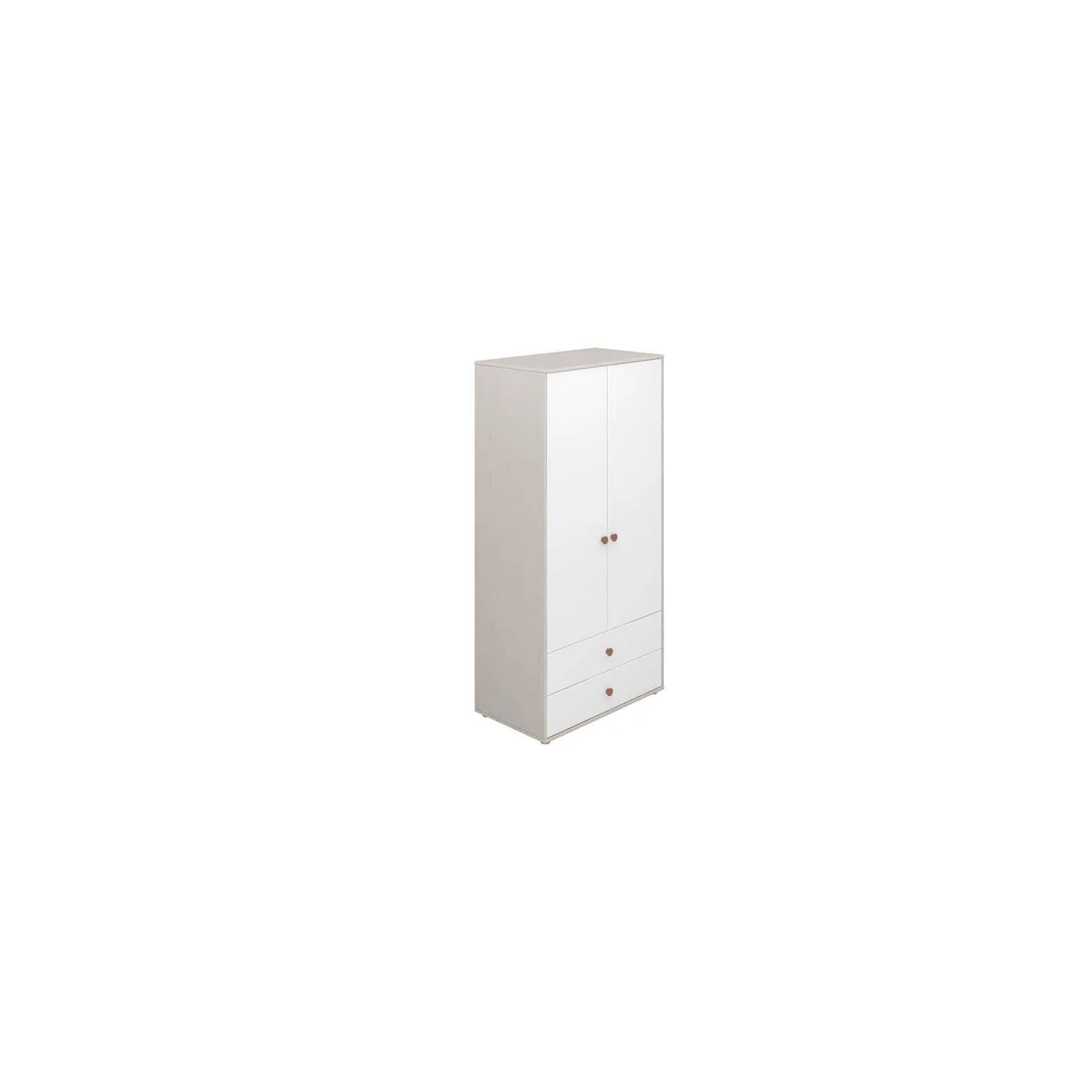 Flexa Kleiderschrank - Classic, mit 2 Türen und 2 Schubladen, 101,3x202,5 cm, Farbe: Grau gekalkt / Weiß / Rouge