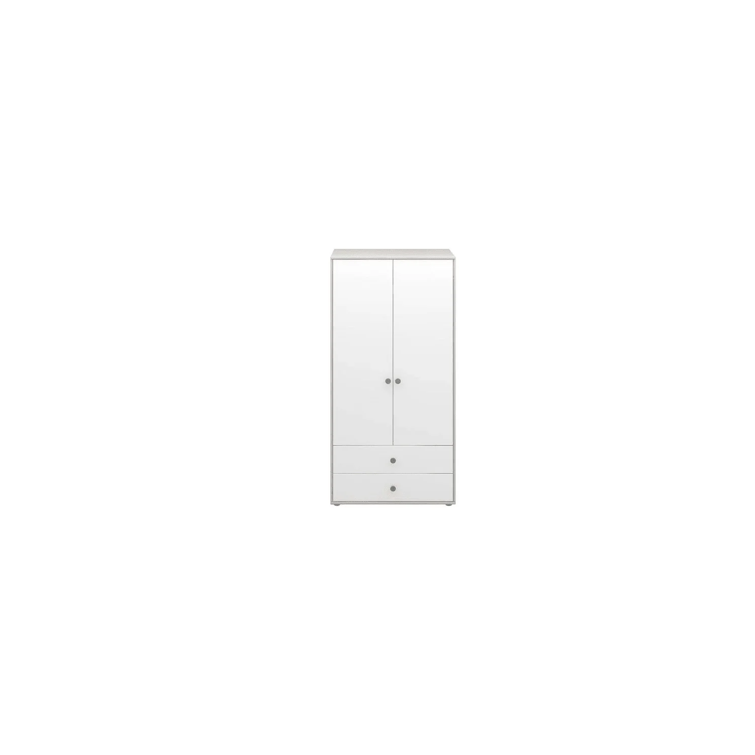 Flexa Kleiderschrank - Classic, mit 2 Türen und 2 Schubladen, 101,3x202,5 cm, Farbe: Grau gekalkt / Weiß / Türkis