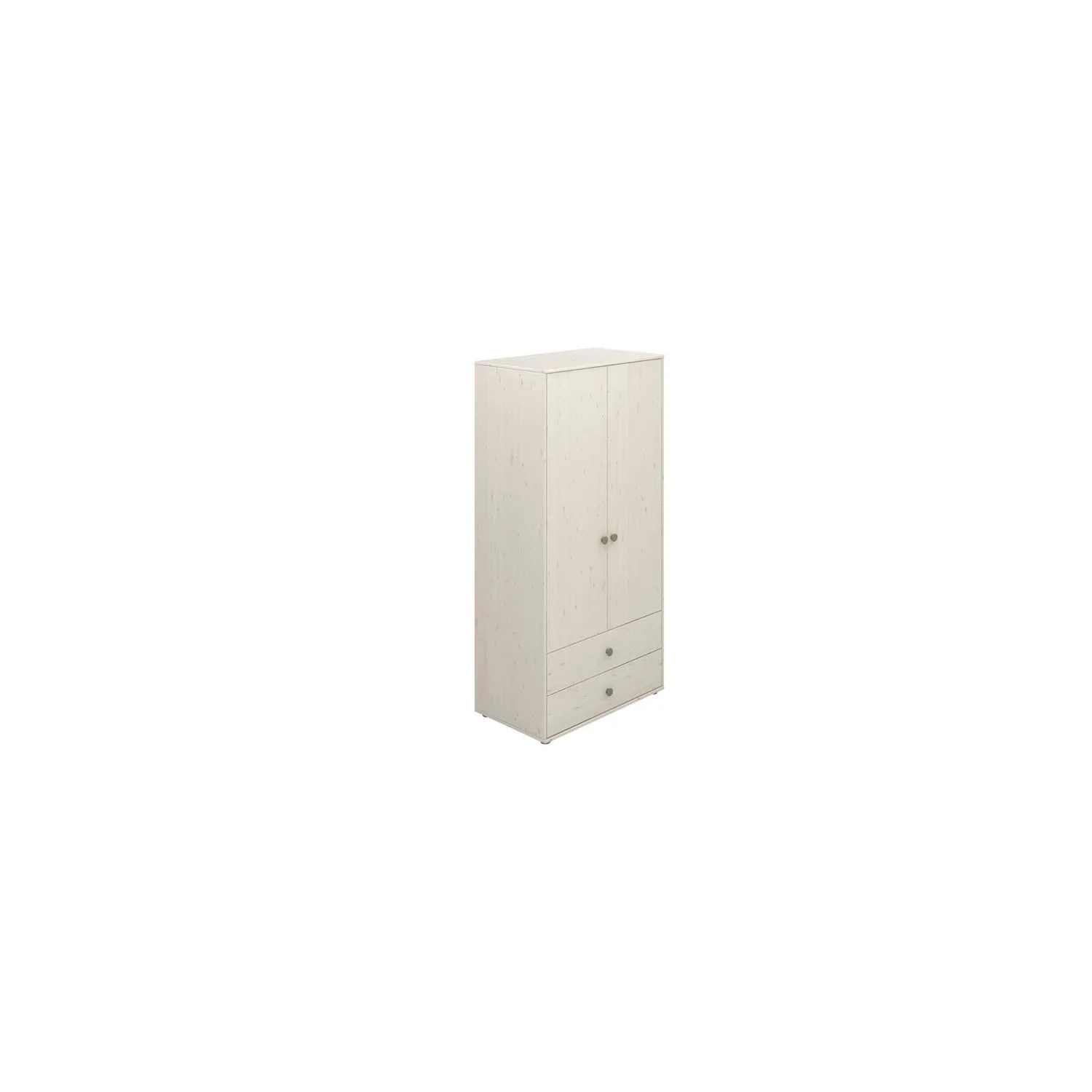 Flexa Kleiderschrank - Classic, mit 2 Türen und 2 Schubladen, 101,3x202,5 cm, Farbe: Weiß gekalkt / Weiß gekalkt / Naturgrün