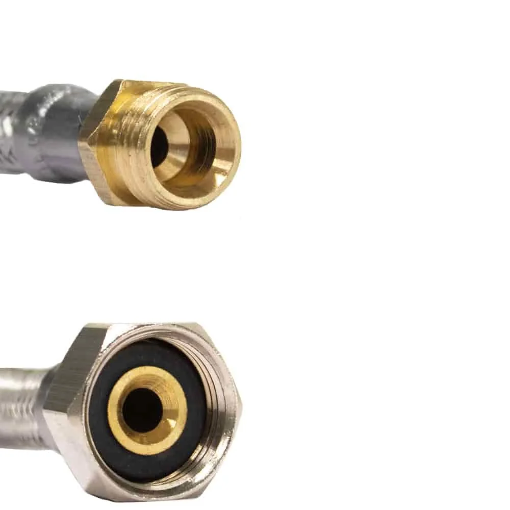 Panzerschlauch, Edelstahl, Flexschlauch, 3/8" AG x 1/2" ÜM, 800 mm, DVGW