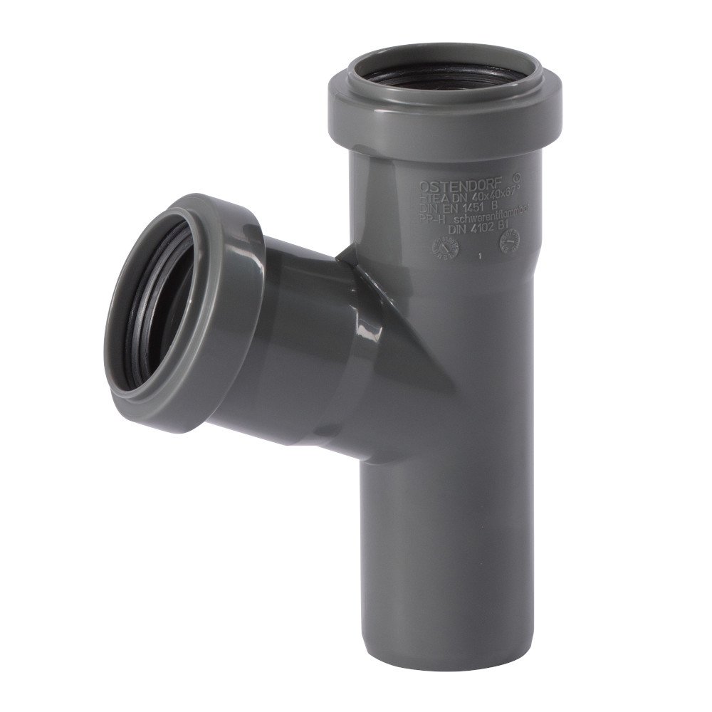 HT Rohr 40mm, HT Abzweig 67 Grad, Abwasserrohr, Polypropylen