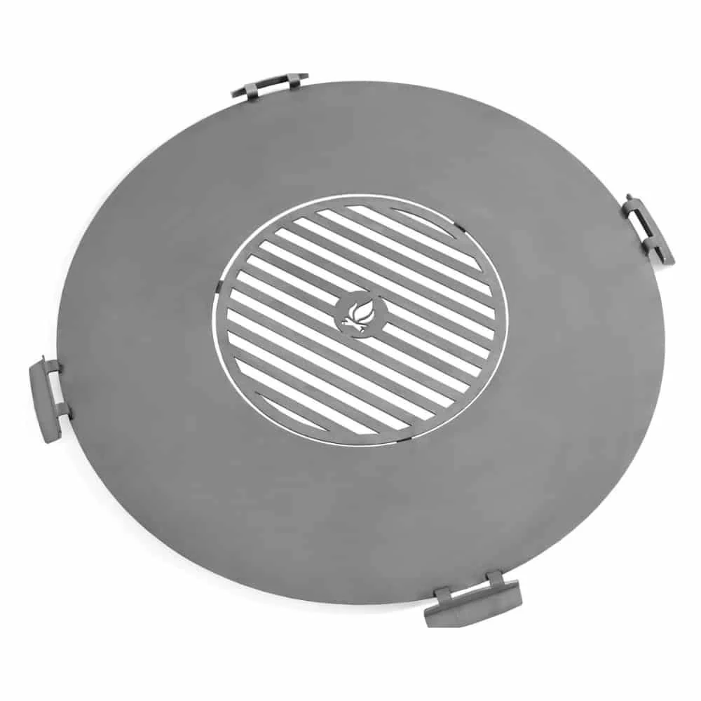 Grillplatte Feuerschale Edelstahl, 78cm, mit Grillrost 36cm