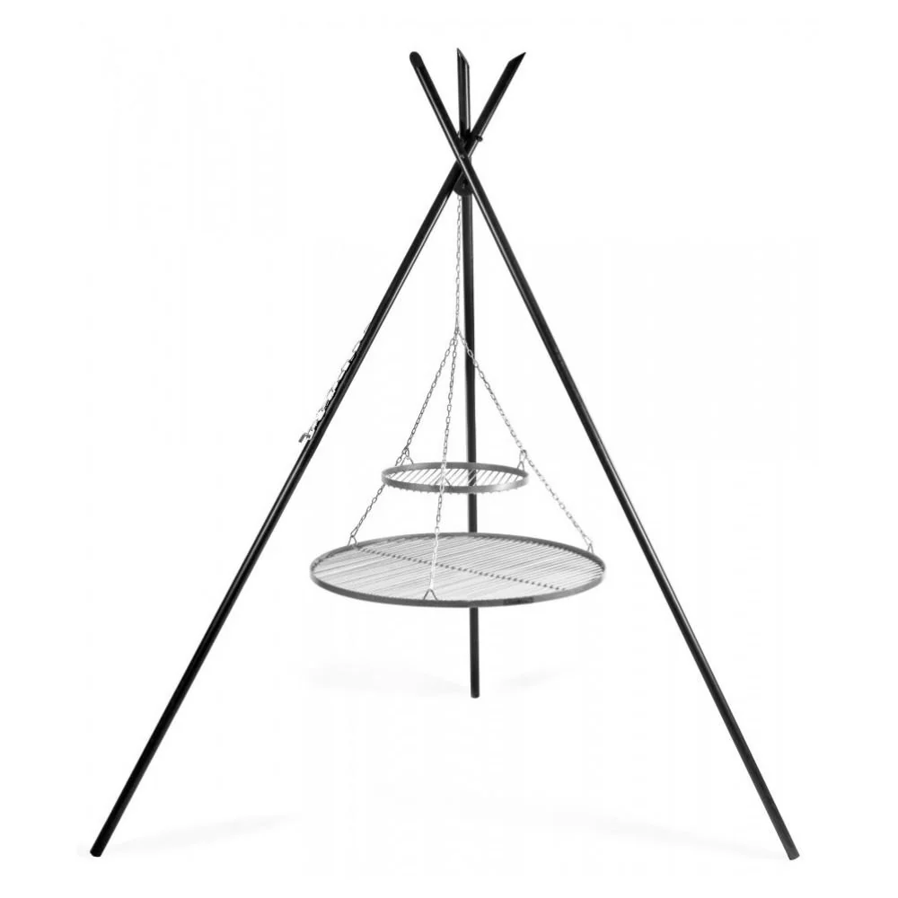 Schwenkgrill, Grill mit Dreibein, Gartengrill, Edelstahl, 210cm, Doppelrost 80/40cm