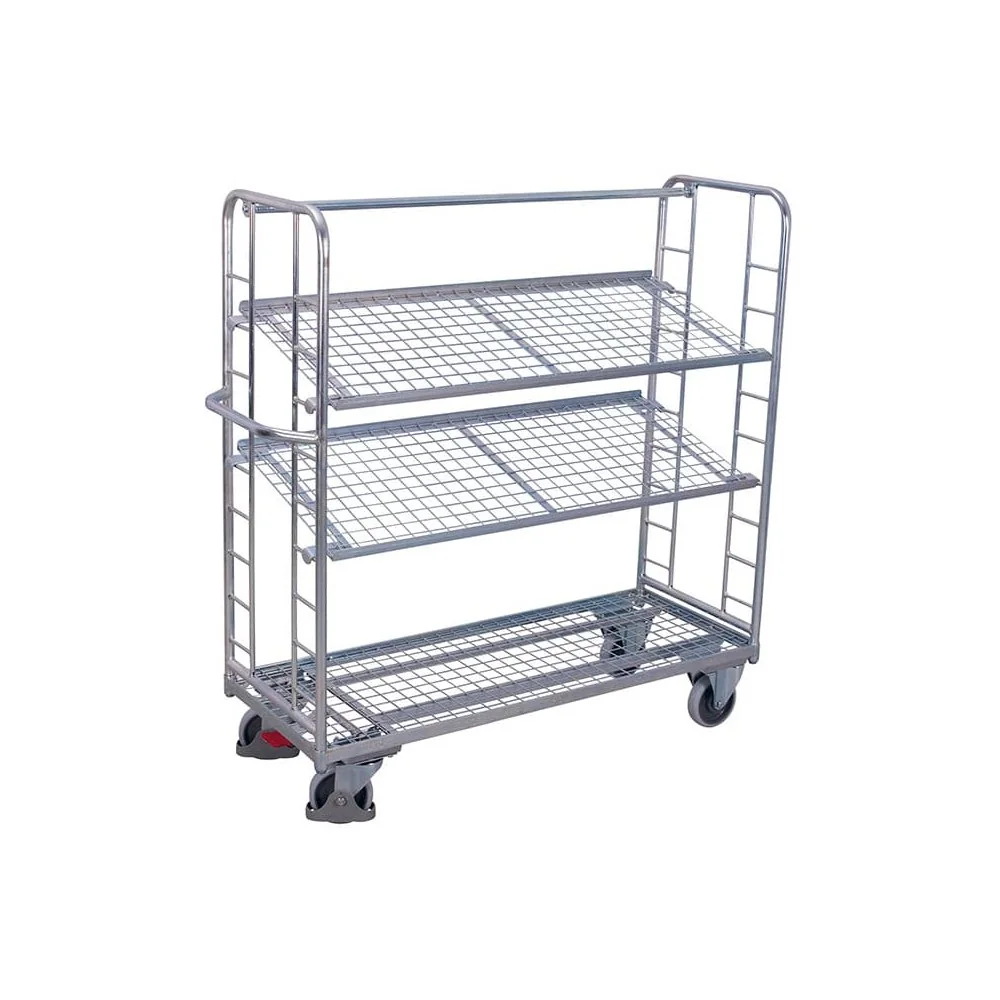 Etagenwagen, 3 Drahtgitterböden, 400 kg Traglast, Transportwagen, verzinkt