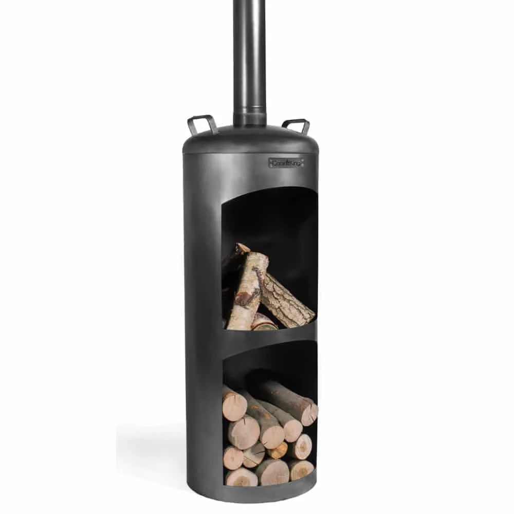Gartenkamin Stahl, Faro, mit Holzfach, 18.5kg, Aussenkamin