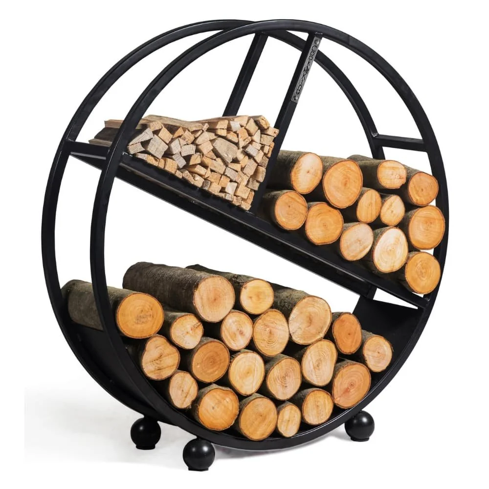 Kaminholzregal Stahl, 100 cm, aus Naturstahl, Brennholzregal