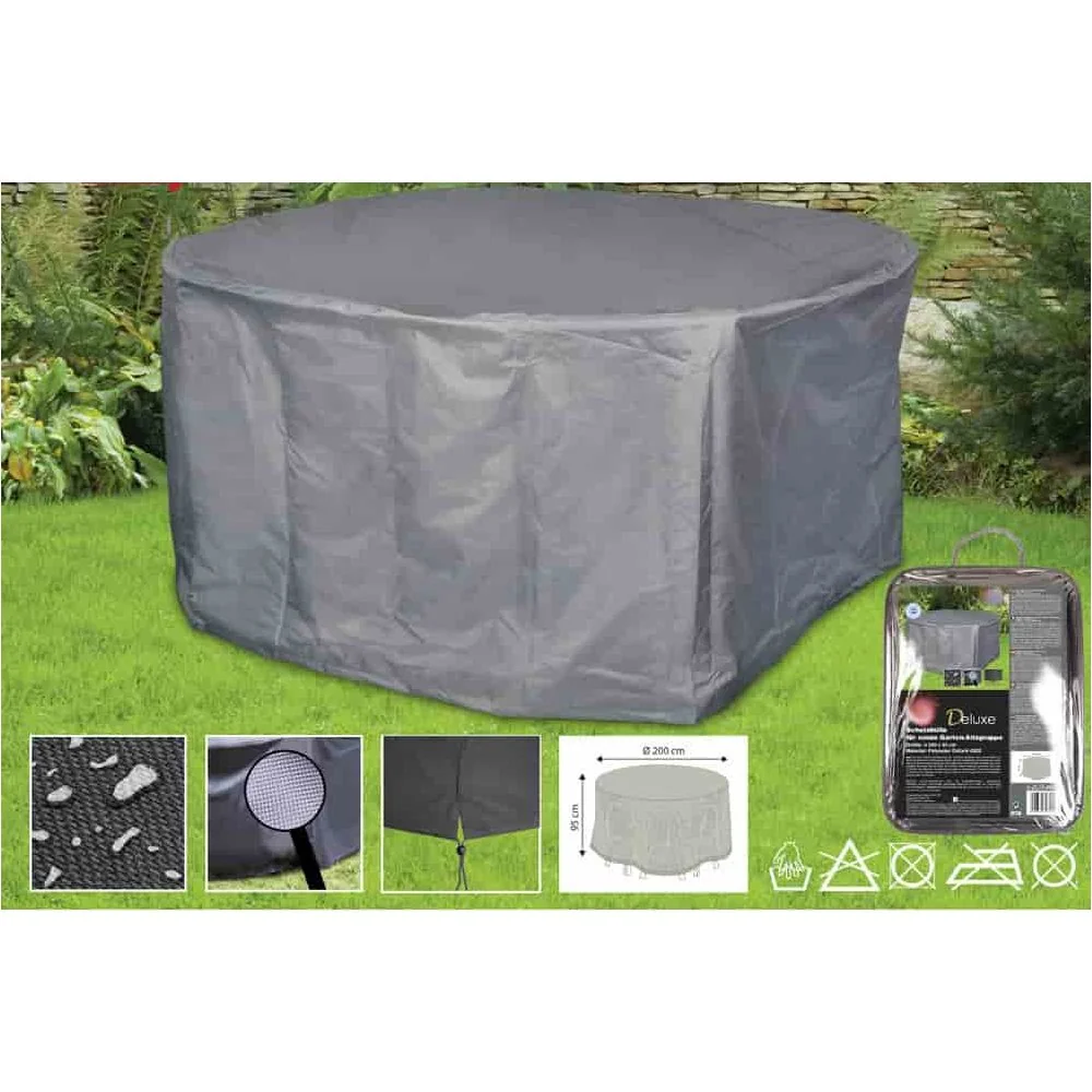 Schutzhülle Gartenmöbel rund, Abdeckplane Sitzgruppe, 200x95cm, wasserdicht
