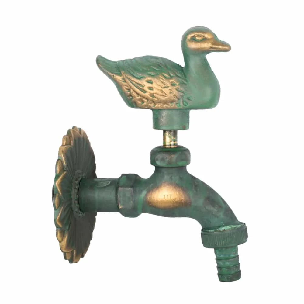 Auslaufventil, Gartenauslaufventil, Nostalgie Ente, patiniert, 1/2 Zoll