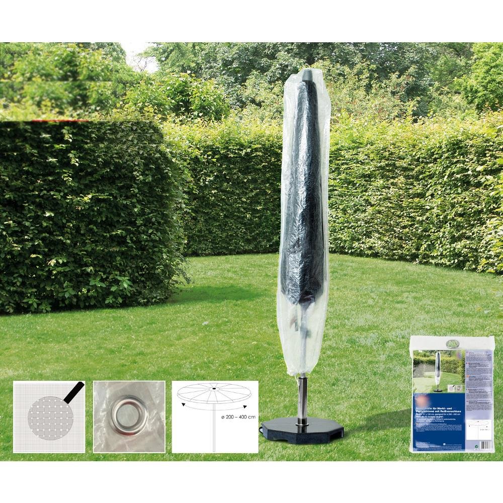 Gartenschirm Schutzhülle transparent, Ø200-400cm, 30x193cm, Gartenschirm Abdeckung