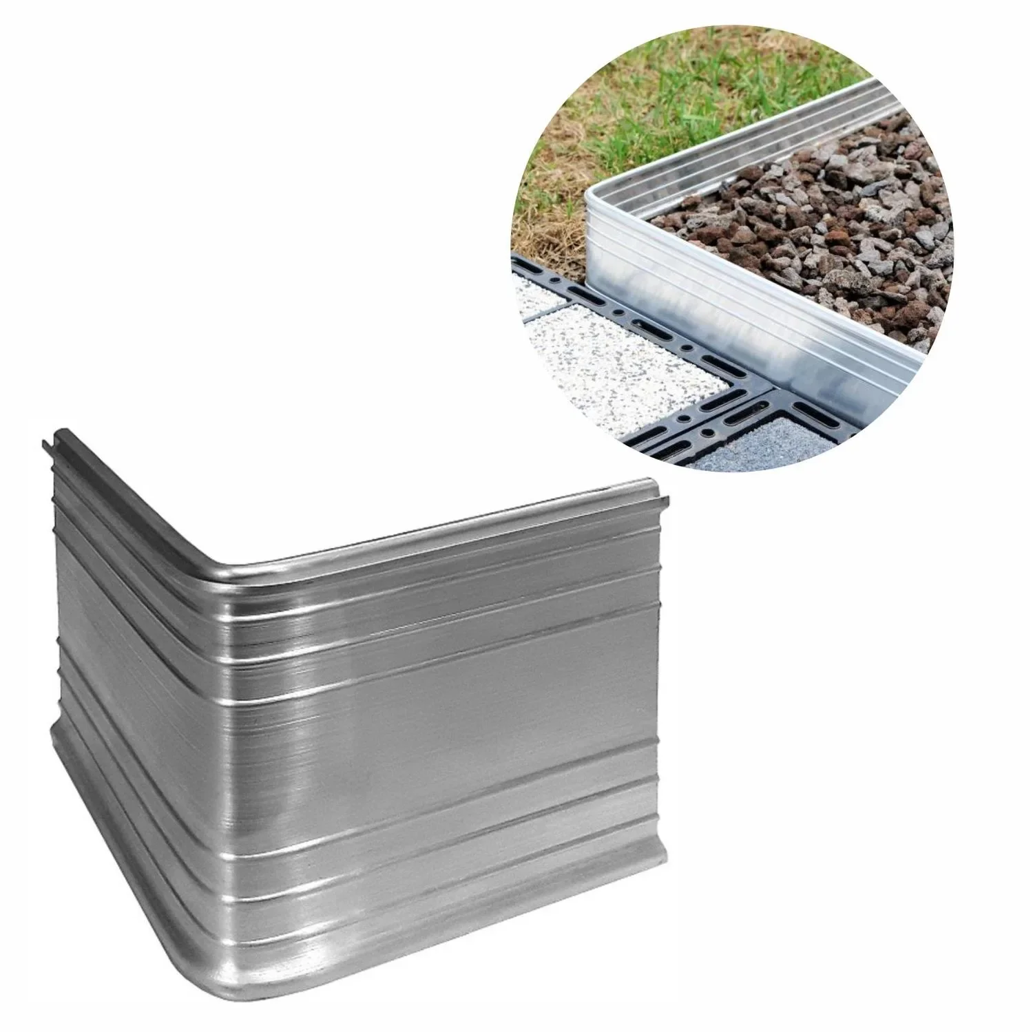 Eckwinkel 90grad für Ultra Starke Alu Rasenkante 24cm | Beeteinfassung | Beetumrandung | Beetbegrenzungen