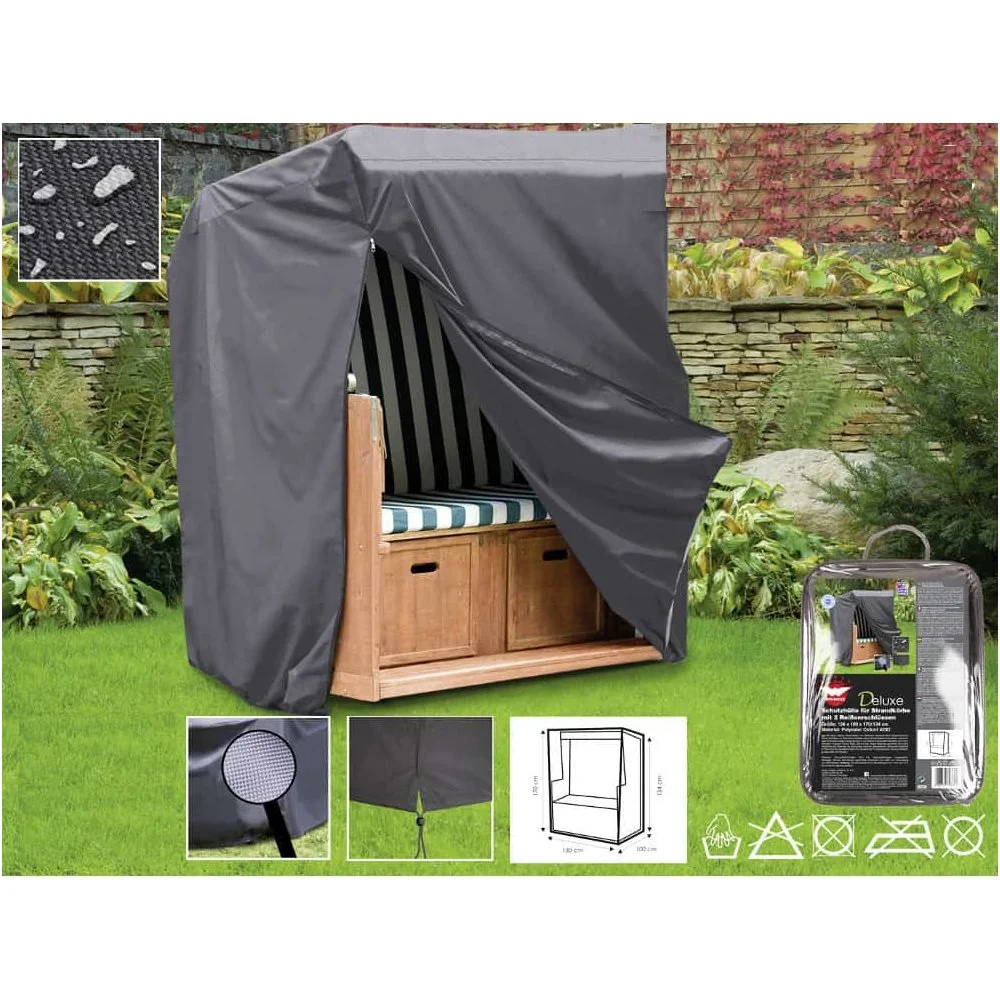 Strandkorbhülle, Schutzhülle, Abdeckplane Strandkorb, wetterfest, anthrazit