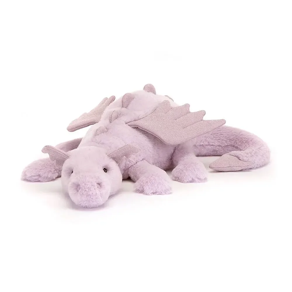 Jellycat Kuscheltier, Plüschtier, Stofftier - Lavender Dragon, Größe: Mittel - H12 X B50 CM