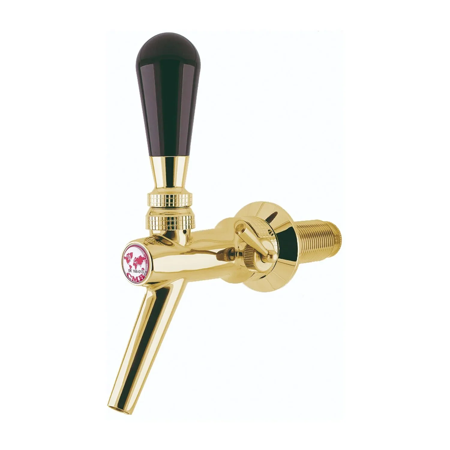 Zapfhahn, Kompensatorhahn, Bierzapfhahn, Schankhahn aus Chromnickelstahl, Modell - V10, Gold, Gewindelänge: 55 mm