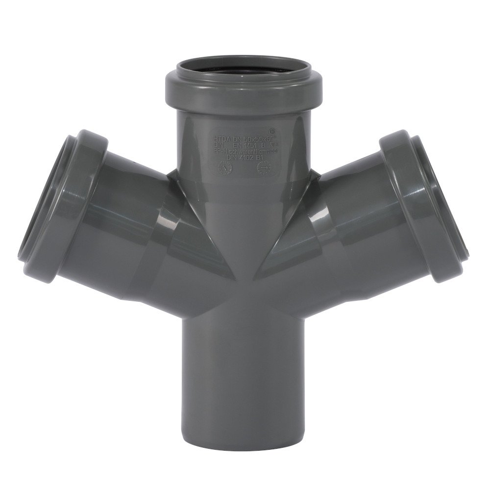 HT Rohr 50, HT Abzweig 50 mm, Doppelabzweig 67 Grad