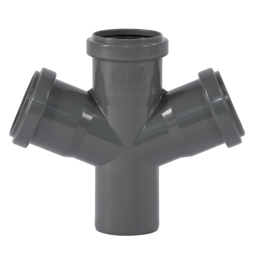 HT Rohr 50, HT Abzweig 50 mm, Doppelabzweig 67 Grad