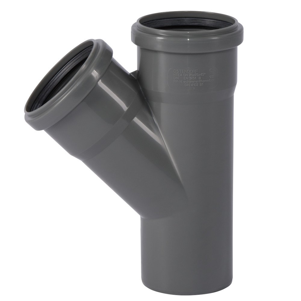 HT Rohr 75mm, HT Abzweig 45 Grad, Abwasserrohr