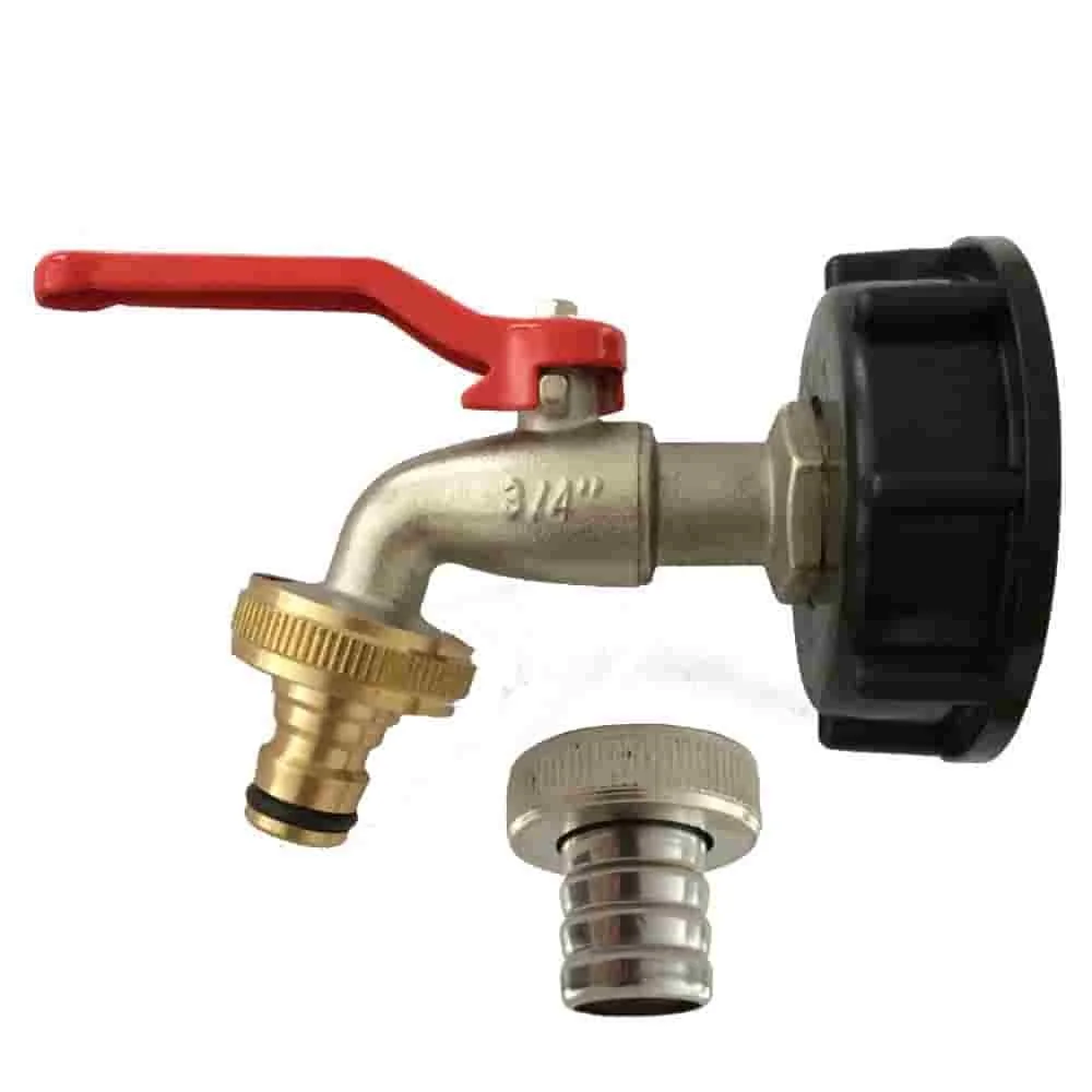 IBC Adapter, Container S60, 3/4 Zoll, Wasserhahn, Steckkupplung, Auslaufhahn