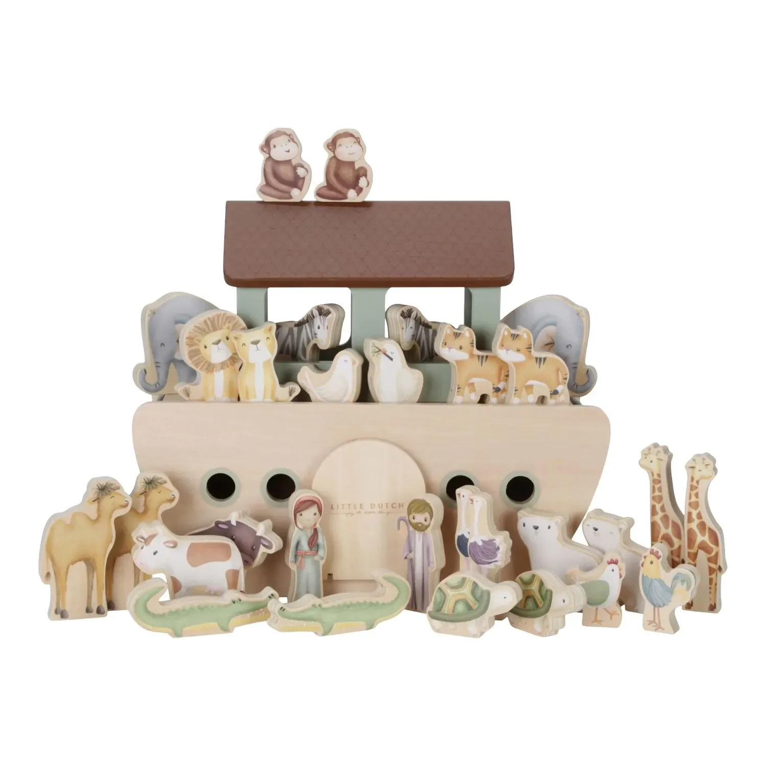 Little Dutch Spielset Arche Noah: Holzspielzeug mit Figuren & Boot - Holzspielzeug & Geschichtenerzählen