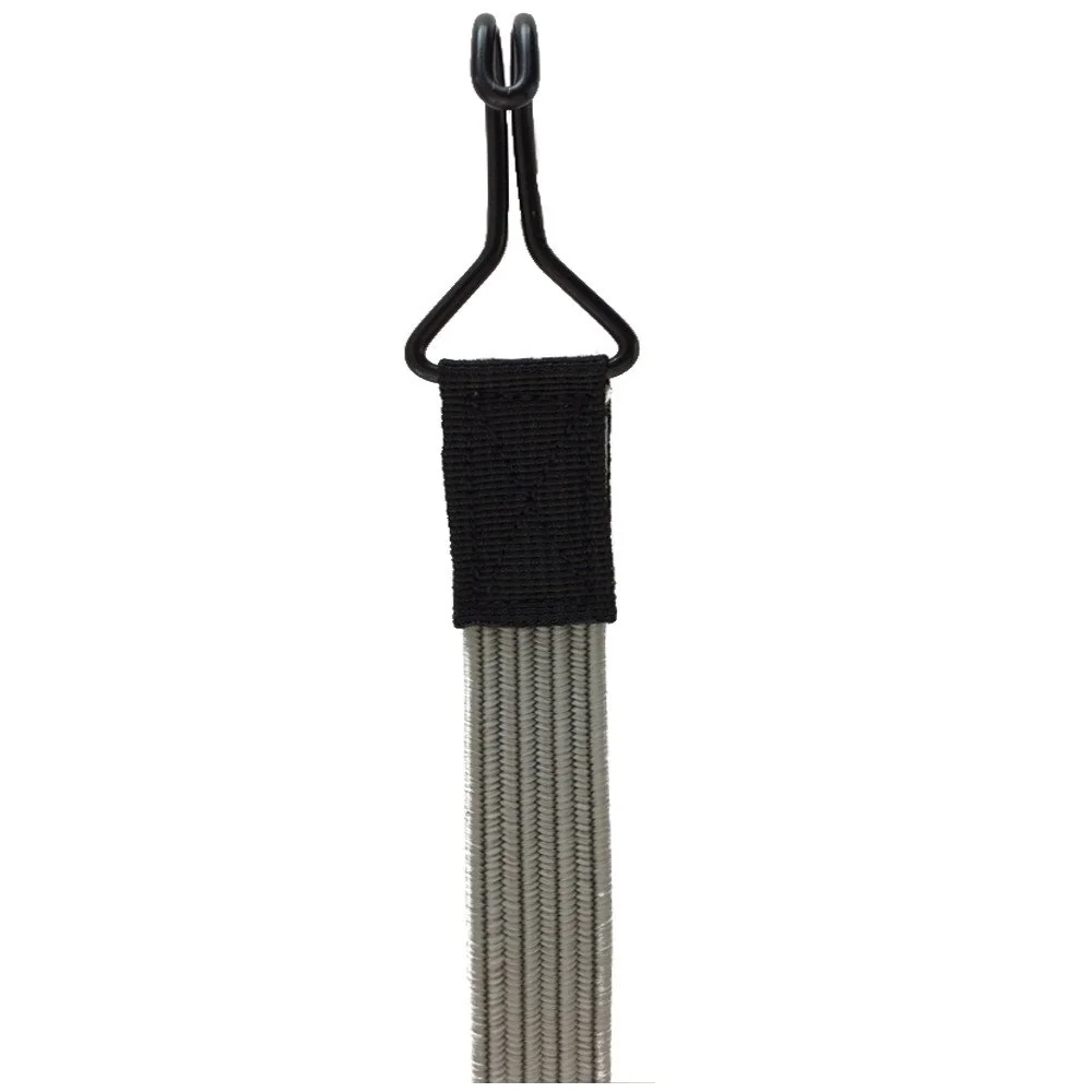 Spanngummi mit Haken, flach, elastisch, 100 cm, grau