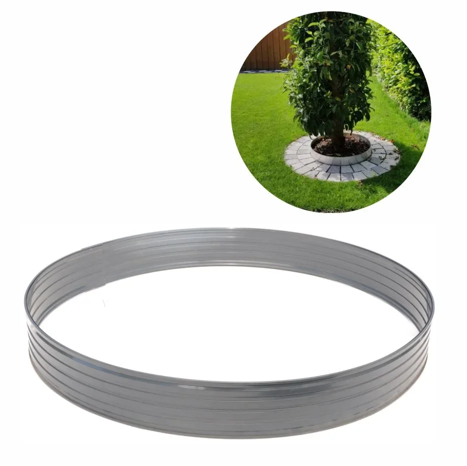 Baumring aus Alu Höhe 100 mm Durchmesser 1.2 m | Baumumrandung | Pflanzringe | Beeteinfassung | Rasenkante rund