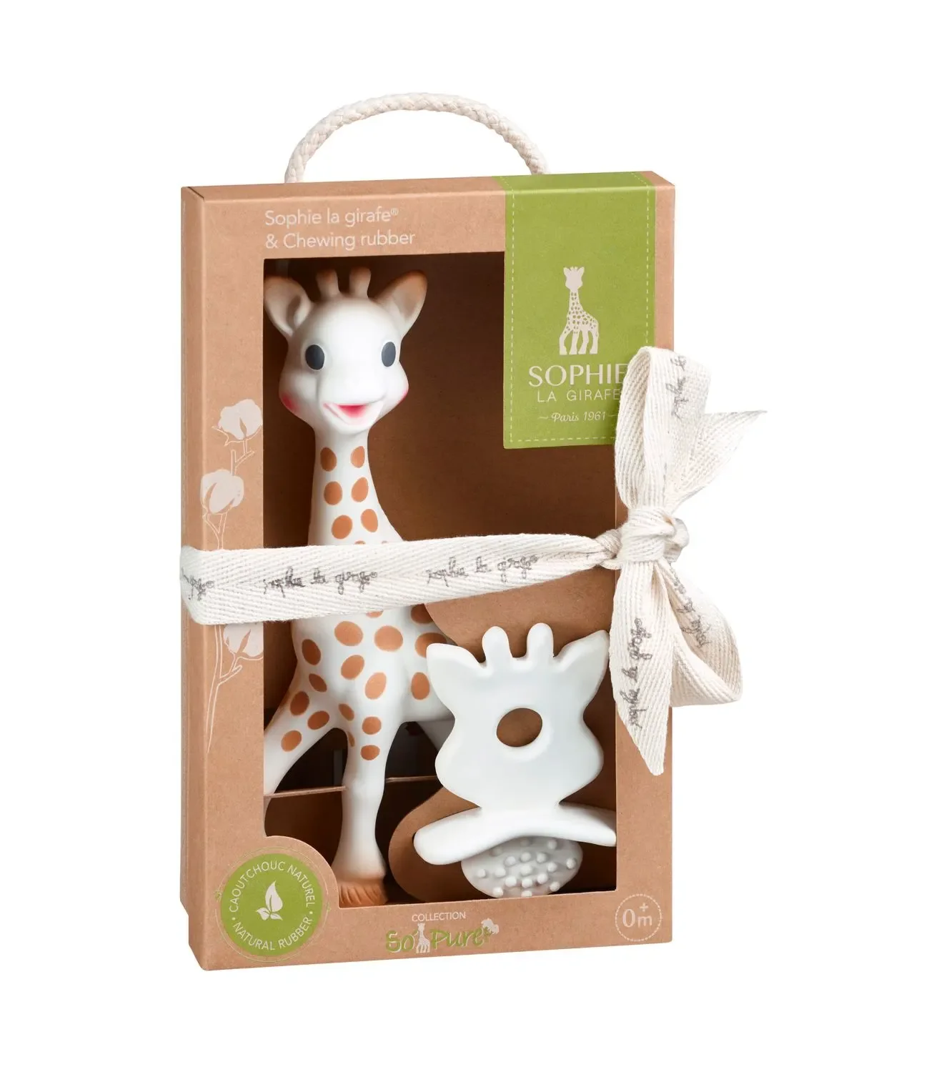 Sophie la girafe Beißring, Ringrassel - So'Pure, mit 1 Zahnungshilfe, Naturkautschuk