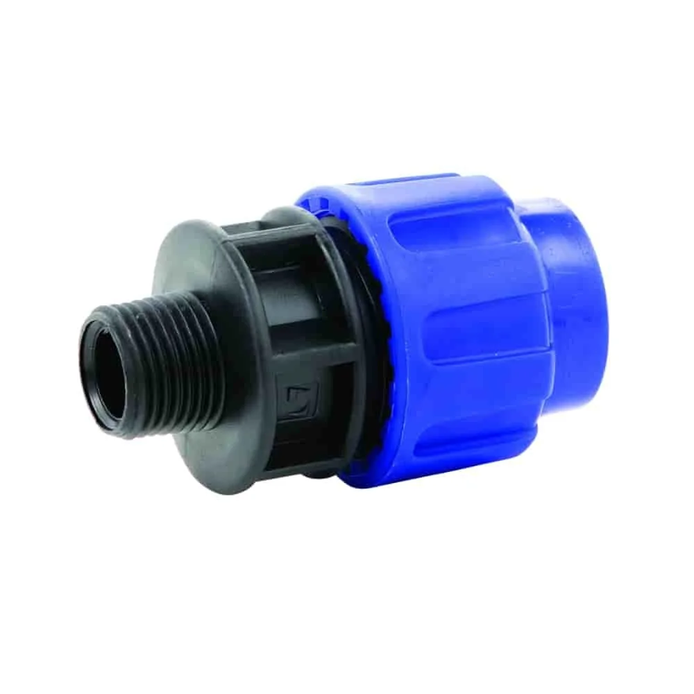 PE Rohr Verschraubung, 20mm Kupplung, 1/2 Zoll AG, Klemmverschraubung