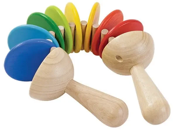 Plan Toys - Rassel - Klapper, Gummibaumholz