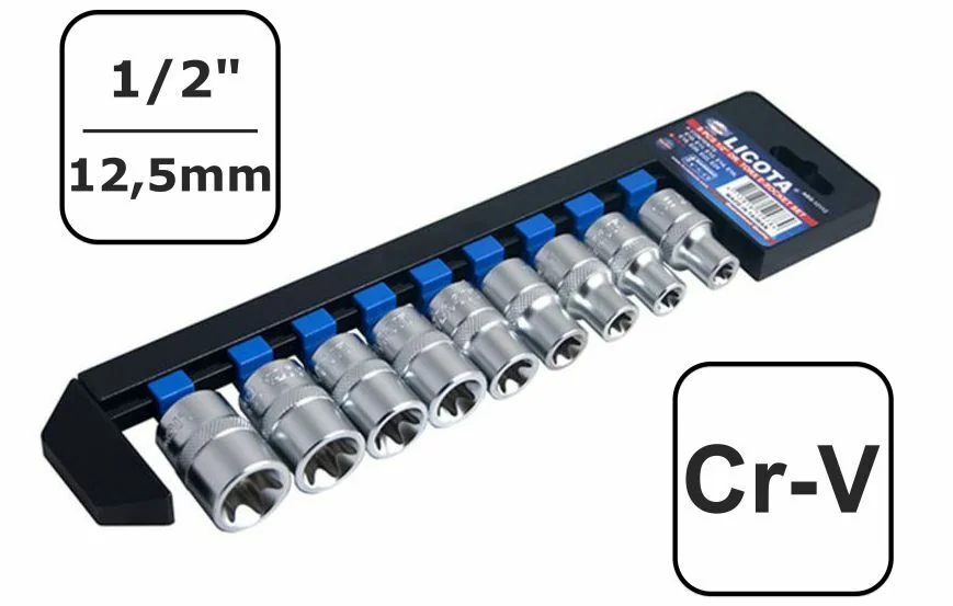 Torx Nuss Set, E-Profil, 1/2 Zoll, E10-E24, Industrie Nusssatz