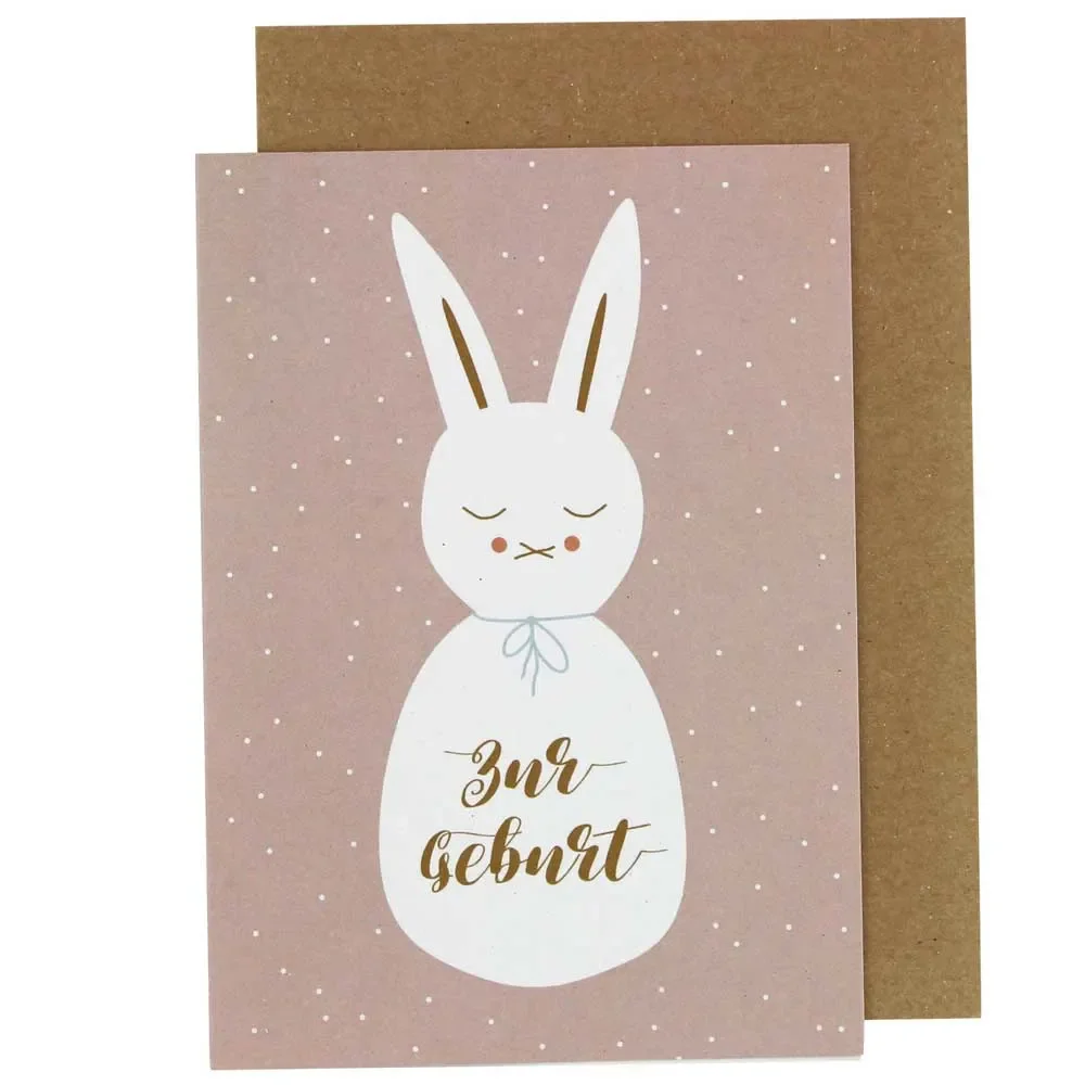 Ava & Yves Glückwunsch Karte zur Geburt Hase