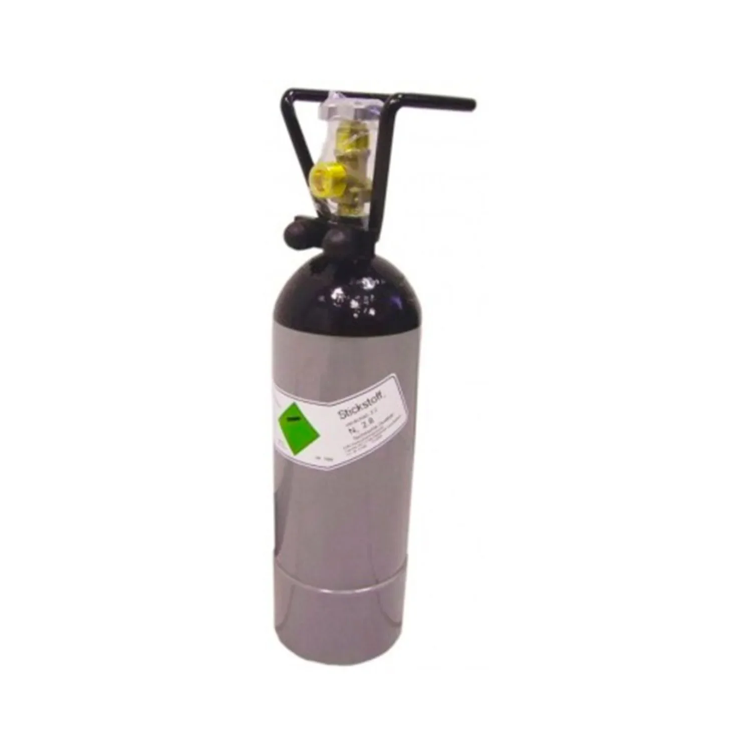 ich-zapfe Stickstoff Flasche 2l mit Flaschencage - Flasche mit Zwei Litern Stickstoff in Lebensmittelqualität zum Zapfen von Stout Bieren mit dafür geeigneten Bier Zapfanlage