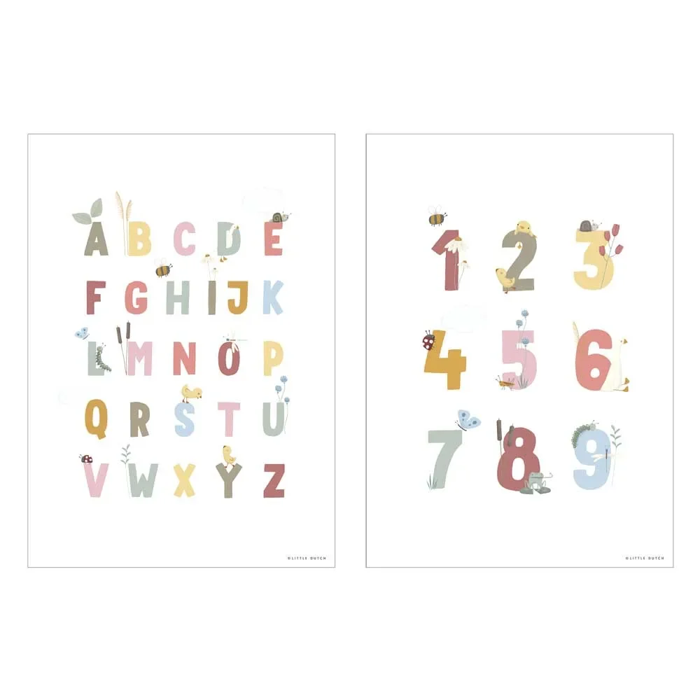 Little Dutch Poster ABC & Zahlen rosa "Little Goose"  zweiseitig