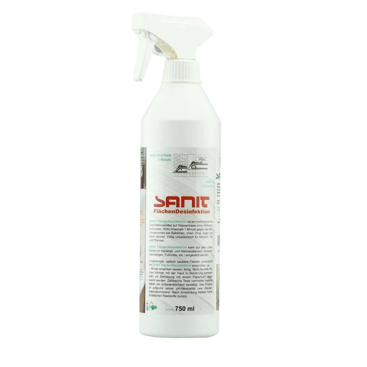 SANIT FlächenHygiene 750 ml Flächendesinfektion mit Sprüher A