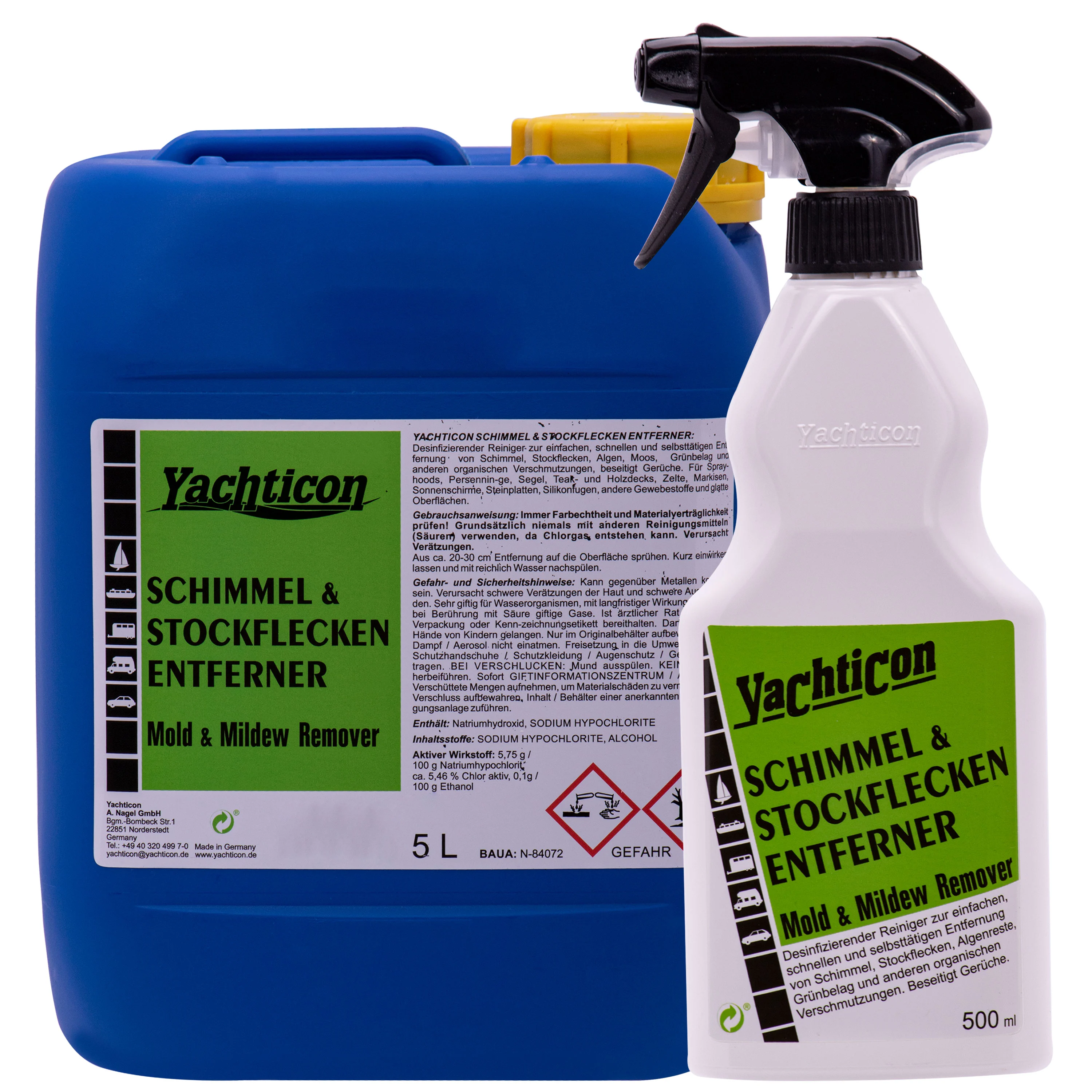 YACHTICON Schimmelentferner & Stockfleckenentferner in verschiedenen Größengebinden