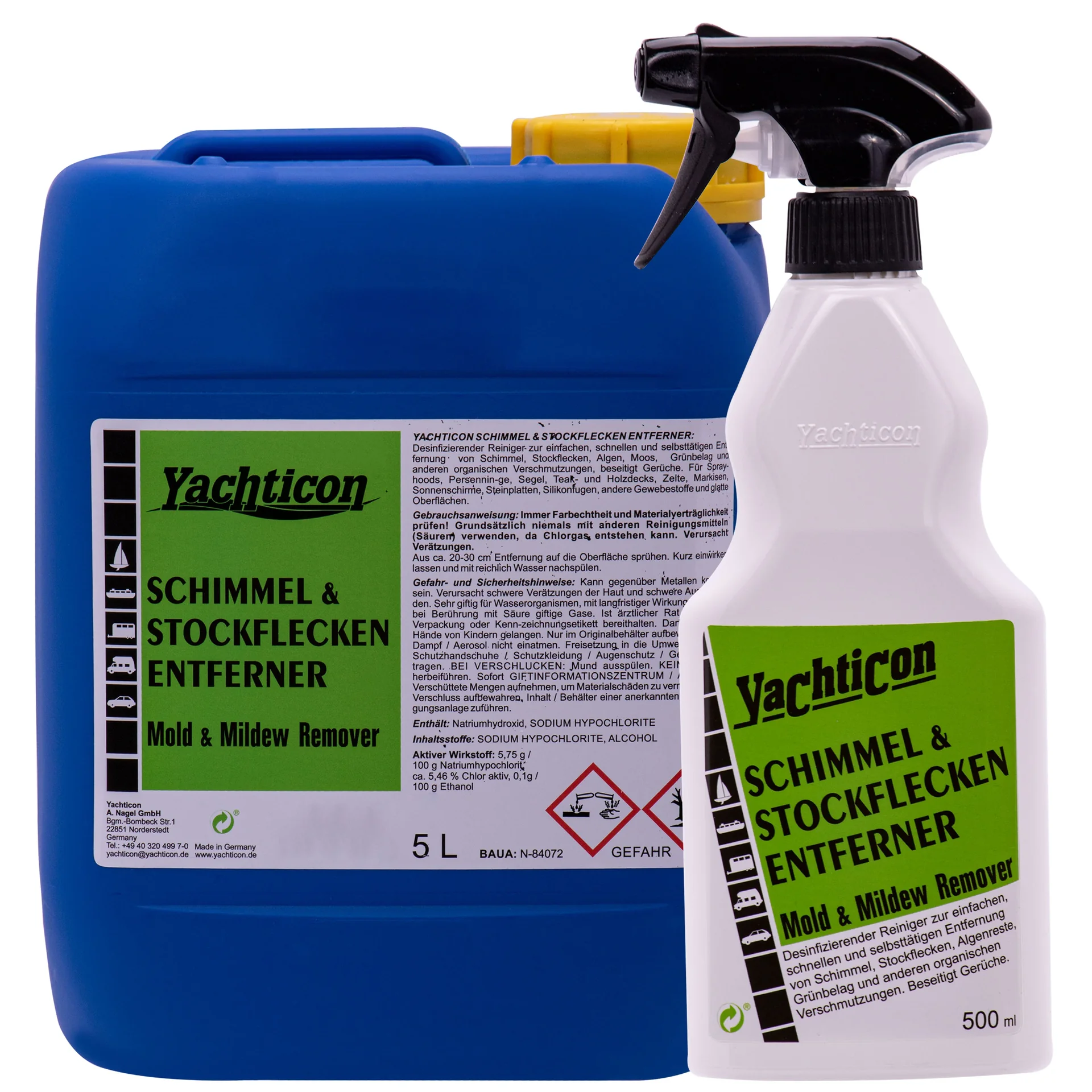 YACHTICON Schimmelentferner & Stockfleckenentferner in verschiedenen Größengebinden