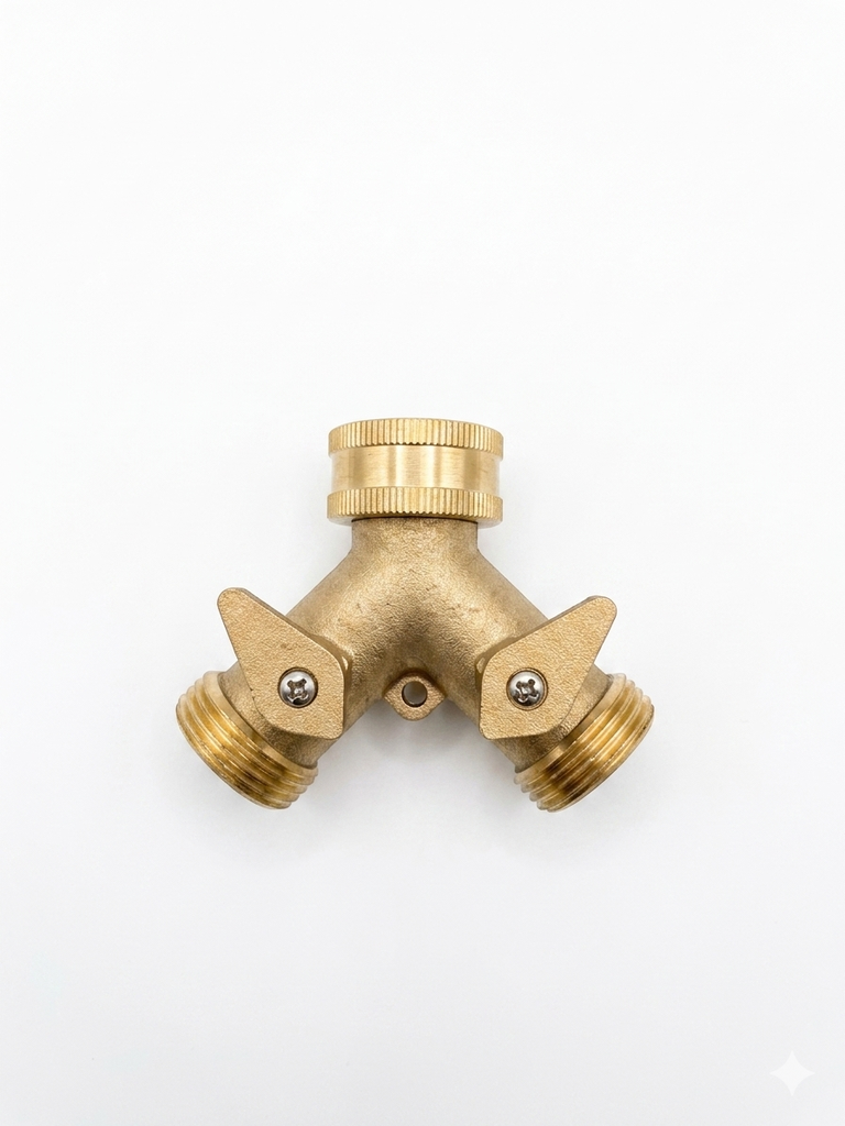 Y Verteiler Messing, Absperrhahn, Universal, Schnellkupplung