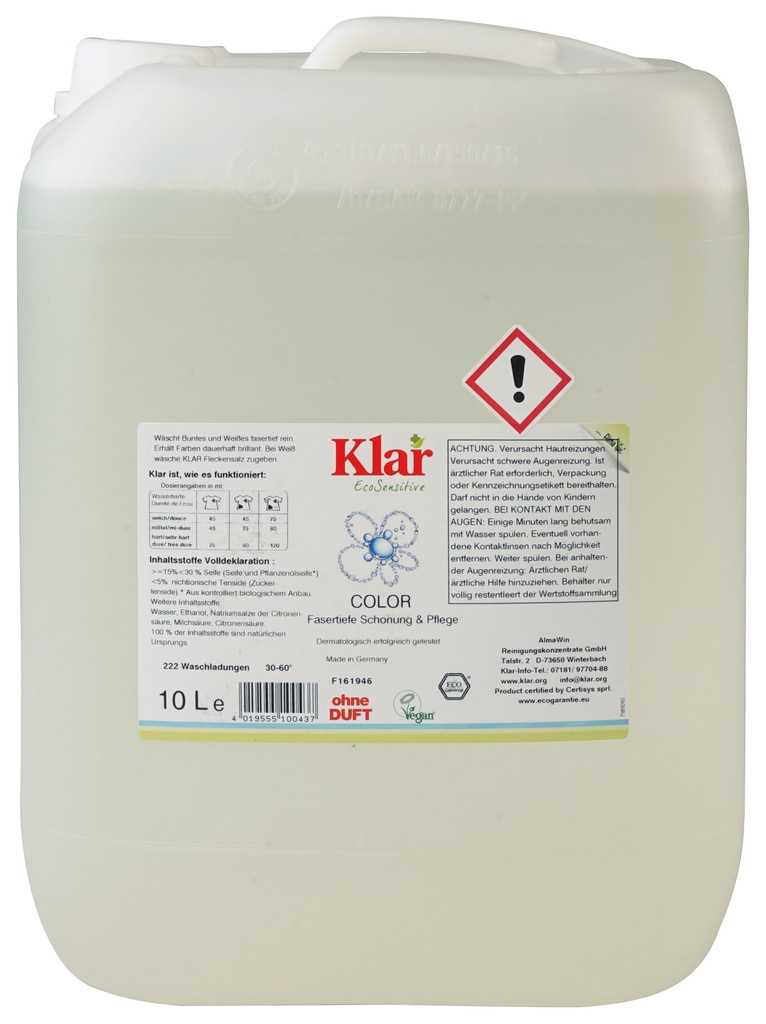 KLAR Color Waschmittel flüssig 10 Liter ohne Duft