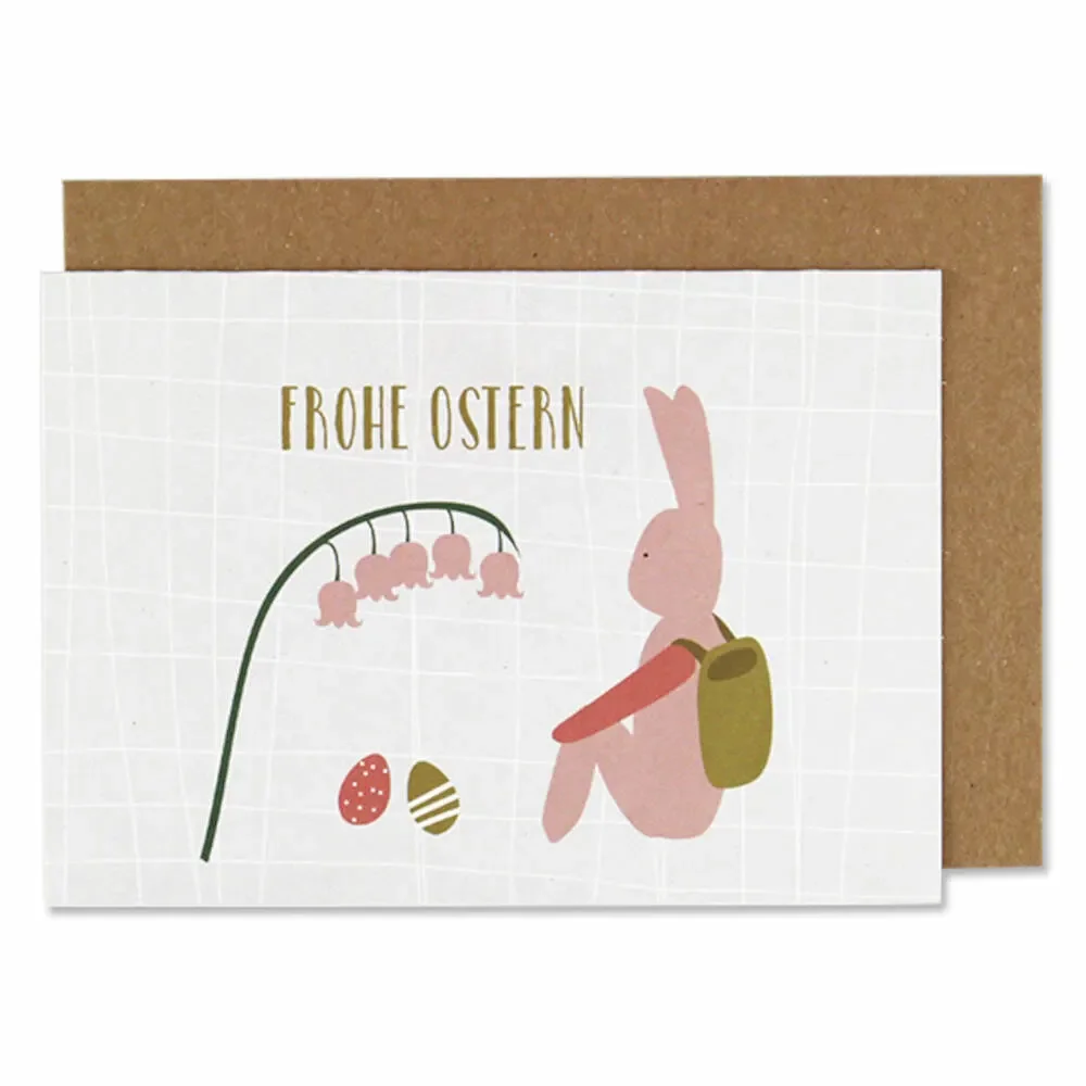 Ava & Yves Klappkarte Hase Körbchen "Frohe Ostern" rosa